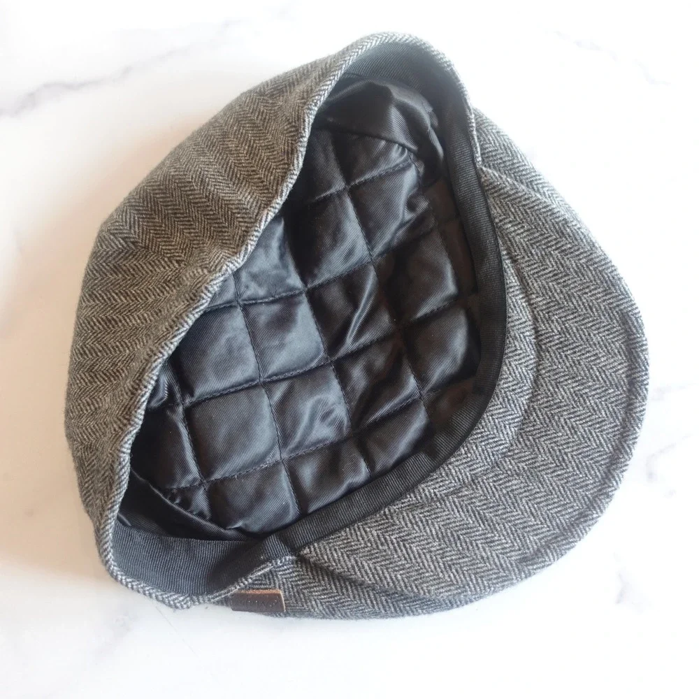Major Wear Herringbone‎ Tweed Flat Cap Hat LXL Wool Blend Newboy British Ivy